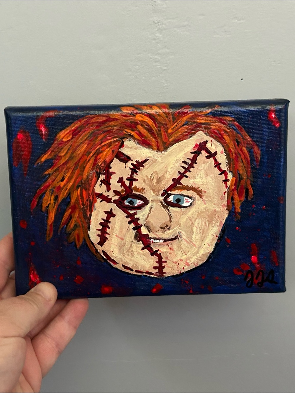 Hand-Painted Original Horror Movie Chucky Child’s Play Acrylic Painting 5x7